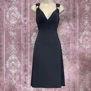 Vtg 90s glam black midi cocktail dress medium